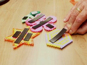 Hama Bead Fridge magnets - stick the magnet to the design