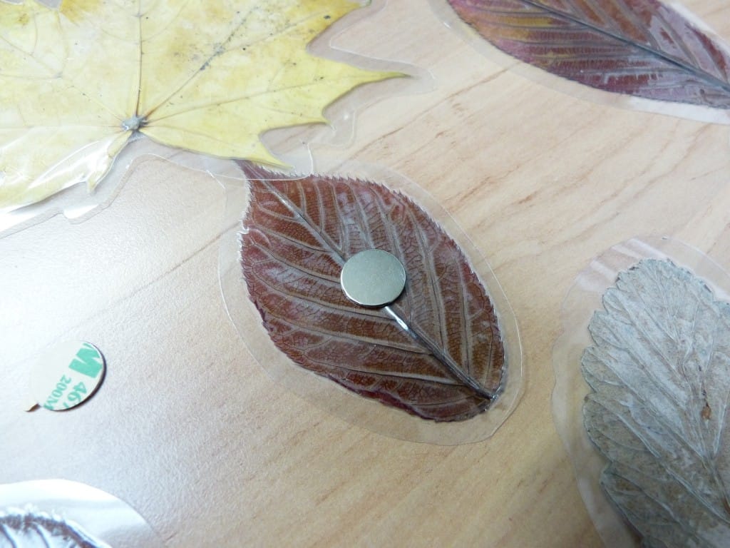 Peel off the backing and stick straight onto the back of each leaf